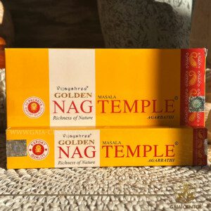 Aroma Incense Sticks Temple fragrance by Golden Nag brand. 15grams incense pack. Selection of natural incense sticks at GAIA CENTER | Crystals and Incense aroma shop in Cyprus. Order incense sticks and aroma burners online, Cyprus islandwide delivery: Nicosia, Paphos, Limassol, Larnaca