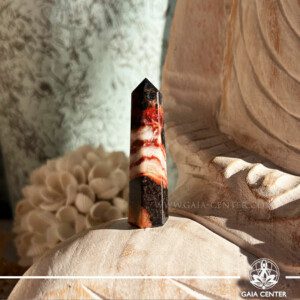 Black Sardonyx Crystal Point Tower at Gaia Center Crystal shop in Cyprus. Crystal points, towers and obelisks selection at Gaia Center Crystal Shop in Cyprus. Buy and Order crystals online, Cyprus islandwide delivery: Limassol, Larnaca, Paphos, Nicosia.