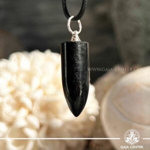 Black Tourmaline Crystal Polished Point Pendant at Gaia Center Crystal shop in Cyprus. Black Tourmaline is one of the most powerful stones to protect against negative energy, evil spirits and psychic attacks. Order crystals online, Cyprus islandwide delivery: Limassol, Larnaca, Paphos, Nicosia. Europe and Worldwide shipping.