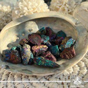 Chalcopyrite (Peacock Ore) from Mexico at GAIA CENTER Crystal Shop in Cyprus. Known as the "Stone of Abundance," it helps attract wealth, prosperity, and success. Order online top quality crystals, Cyprus islandwide delivery: Limassol, Larnaca, Paphos, Nicosia. Europe and Worldwide shipping.