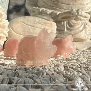 Hand Carved Crystal Animals - Rose Quartz Pig at Gaia Center Crystal shop in Cyprus. Rose Quartz Pig Crystal – Symbol of Love, Luck, and Harmony Embrace the soothing energy of the Rose Quartz Pig, a beautifully carved crystal that combines the gentle healing properties of Rose Quartz with the symbol of the pig, representing abundance, good fortune, and prosperity. Rose Quartz is known as the "Stone of Unconditional Love," promoting emotional healing, self-love, and harmonious relationships. Crystal animals and Feng Shui figurines, polished crystal shapes selection at Gaia Center crystal shop in Cyprus. Order online top quality crystals, Cyprus islandwide delivery: Limassol, Larnaca, Paphos, Nicosia. Europe and Worldwide shipping.