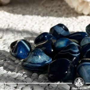 Blue Banded Agate Tumblestone Brazil |30-40mm| at Gaia Center Crystal shop in Cyprus. Blue Agate Banded Tumblestone, a beautifully polished crystal known for its gentle, soothing properties. This stone promotes harmony, balance, and emotional healing, making it perfect for meditation, stress relief, and bringing peace to your space. Order and buy crystals online, Cyprus islandwide delivery: Limassol, Larnaca, Paphos, Nicosia. Europe and Worldwide shipping.