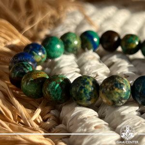 Azurite Malachite Crystal Bracelet - Available at GAIA CENTER Crystal Shop Cyprus. This stunning bracelet combines the deep blues of Azurite with the vibrant greens of Malachite, creating a unique accessory that promotes clarity, balance, and emotional healing. Visit our GAIA CENTER or order crystals online, Cyprus islandwide delivery: Limassol, Larnaca, Paphos, Nicosia. Europe and Worldwide shipping.