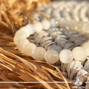 White Selenite Crystal Bracelet |8mm beads| at Gaia Center Crystal shop in Cyprus. Known as the “Stone of Clarity,” Selenite radiates a gentle, high-vibrational energy that clears negativity, aligns the chakras, and promotes inner peace. Order crystals online, Cyprus islandwide delivery: Limassol, Larnaca, Paphos, Nicosia. Europe and Worldwide shipping.