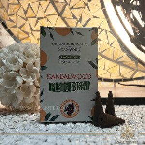 Plant Based Backflow Incense Cones - Sandalwood at Gaia Center Crystals Incense Shop in Cyprus. Pack contains 8 jumbo backflow cones. Backflow Incense Burners and Dhoop Cones selection. Order online, Cyprus islandwide delivery: Limassol, Larnaca, Nicosia, Paphos. Europe and worldwide shipping.