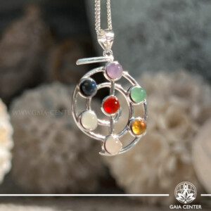 Chakra Pendant - Cho Ku Rei Shape | Sterling Silver | GAIA CENTER, Cyprus Discover the elegant Chakra Pendant in a unique whirlpool shape, crafted from premium sterling silver. Available at GAIA CENTER Crystal store in Cyprus. Shop in-store or order online for a touch of spiritual harmony and style.