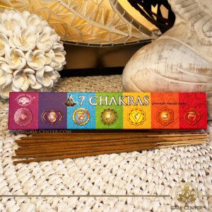 Green Tree 7 Chakras Natural Incense 15 grams at GAIA CENTER Crystals & Incense shop in Cyprus. Natural Premium Masala Incense fragrance by Green Tree brand. 15grams incense pack. Selection of natural incense sticks at GAIA CENTER | Crystals and Incense aroma shop in Cyprus. Order incense sticks and aroma burners online, Cyprus islandwide delivery: Nicosia, Paphos, Limassol, Larnaca