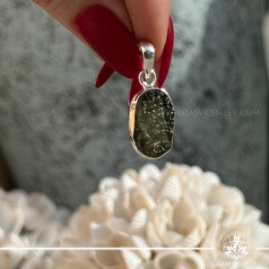 Moldavite Pendant Rough |925 Silver Bail| Chlum - Czech Republic. Crystal points, towers and obelisks selection at Gaia Center Crystal shop in Cyprus. Order online, Cyprus islandwide delivery: Limassol, Larnaca, Paphos, Nicosia. Europe and Worldwide shipping.