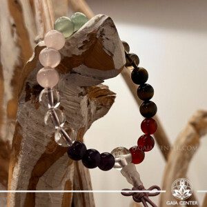 Boost your energy and balance your chakras with the Power Crystal Bracelet – Mixed Crystal! Made from Amethyst, Clear Quartz, Rose Quartz, Green Aventurine, Smoky Quartz, Golden Tiger’s Eye, and Carnelian, this stunning bracelet enhances well-being, positivity, and protection. Available now at Gaia Center Crystal Shop in Cyprus. Shop online or in-store!