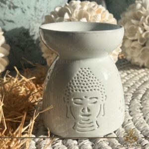Aroma Essential Oil Burner - White Buddha Ceramic ​at Gaia Center Crystals Incense shop in Cyprus. Order online: Cyprus islandwide delivery: Limassol, Paphos, Nicosia, Larnaca