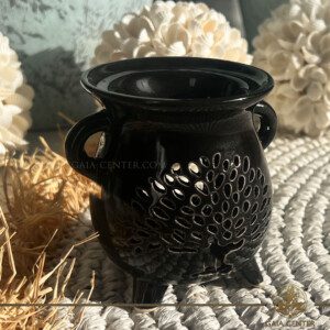 Aroma Essential Oil Burner - Cauldron Tree of Life Black Ceramic ​at Gaia Center Crystals Incense shop in Cyprus. Order online: Cyprus islandwide delivery: Limassol, Paphos, Nicosia, Larnaca