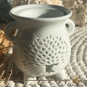 Aroma Essential Oil Burner - Cauldron Tree of Life White Ceramic ​at Gaia Center Crystals Incense shop in Cyprus. Order online: Cyprus islandwide delivery: Limassol, Paphos, Nicosia, Larnaca