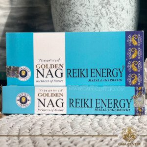 Aroma Incense Sticks Reiki Energy fragrance by Golden Nag brand. 15grams incense pack. Selection of natural incense sticks at GAIA CENTER | Crystals and Incense aroma shop in Cyprus. Order incense sticks and aroma burners online, Cyprus islandwide delivery: Nicosia, Paphos, Limassol, Larnaca