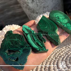 Malachite Slice Large | Congo - Kinshasa at GAIA CENTER | Crystal Shop in Cyprus. Malachite is known for promoting emotional healing, enhancing intuition, and providing protection. Explore the holistic benefits of these polished stones in meditation, energy work, or as a beautiful addition to your crystal collection. Selection of top quality crystals available at our crystal shop in Cyprus. Cyprus islandwide delivery: Limassol, Paphos, Larnaca, Nicosia