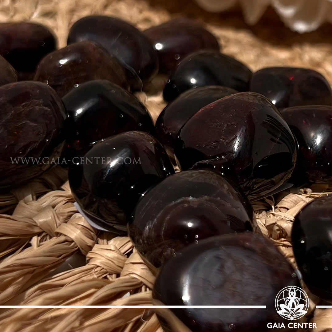 Red Garnet tumbled stones at Gaia Center crystal shop in Cyprus. Crystal tumbled stones and rough minerals, drusy at Gaia Center crystal shop in Cyprus. Order crystals online top quality crystals, Cyprus islandwide delivery: Limassol, Larnaca, Paphos, Nicosia. Europe and Worldwide shipping.