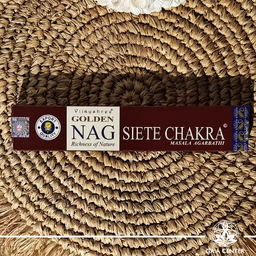 Aroma Incense Sticks 7 Chakra fragrance by Golden Nag brand. 15grams incense pack. Selection of natural incense sticks at GAIA CENTER | Crystals and Incense aroma shop in Cyprus.