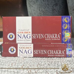 Aroma Incense Sticks Seven Chakra fragrance by Golden Nag brand. 15grams incense pack. Selection of natural incense sticks at GAIA CENTER | Crystals and Incense aroma shop in Cyprus. Order incense sticks and aroma burners online, Cyprus islandwide delivery: Nicosia, Paphos, Limassol, Larnaca