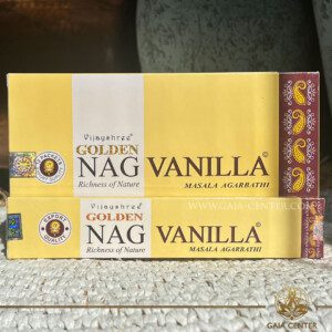 Aroma Incense Sticks Vanilla fragrance by Golden Nag brand. 15grams incense pack. Selection of natural incense sticks at GAIA CENTER | Crystals and Incense aroma shop in Cyprus. Order incense sticks and aroma burners online, Cyprus islandwide delivery: Nicosia, Paphos, Limassol, Larnaca
