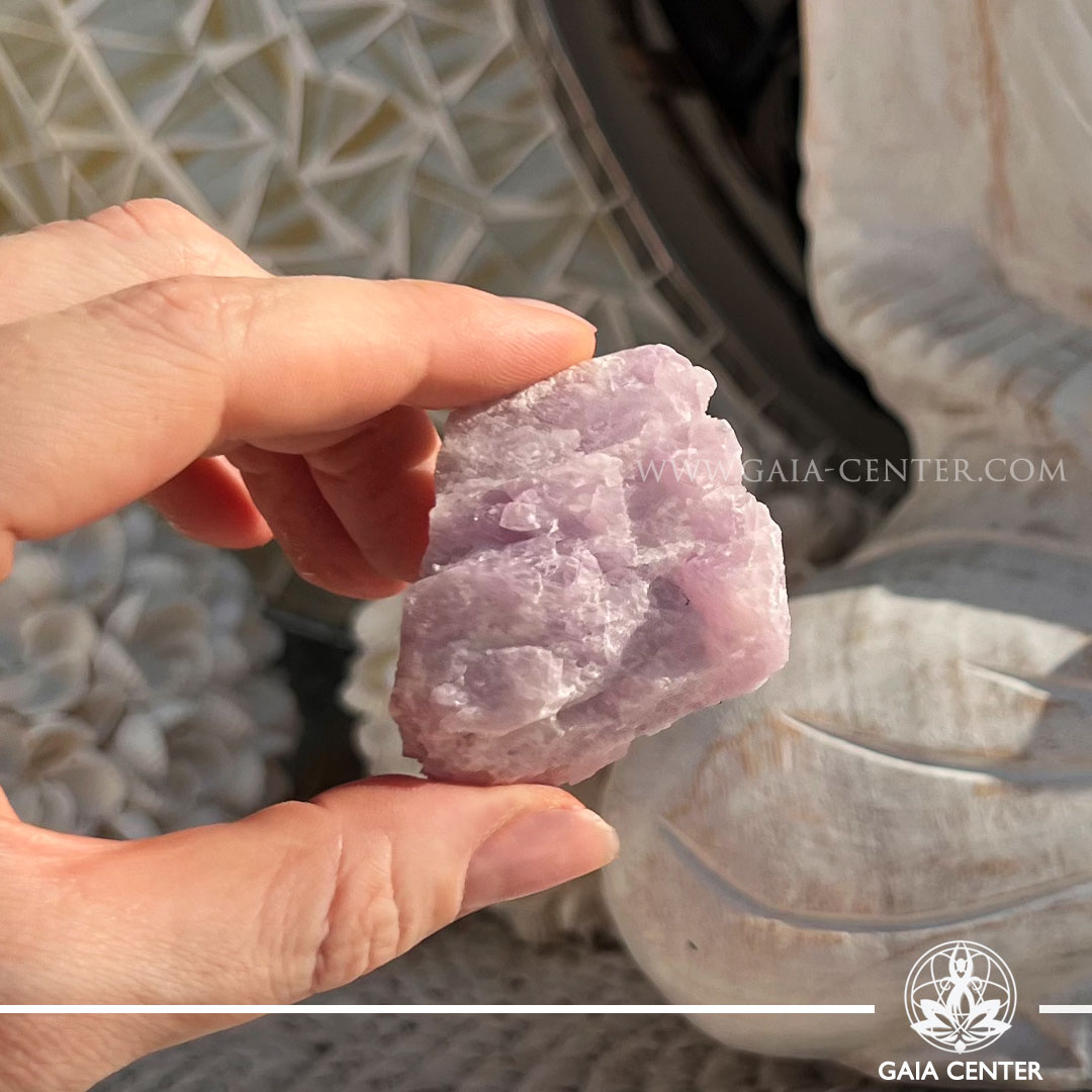Pink Kunzite Natural Crystal Clusters from Nigeria available at Gaia Center Crystal shop in Cyprus. Kunzite, known for its ability to open the heart and promote unconditional love, emotional healing, and inner peace. Order and buy crystals online, Cyprus islandwide delivery: Limassol, Larnaca, Paphos, Nicosia. Europe and Worldwide shipping.