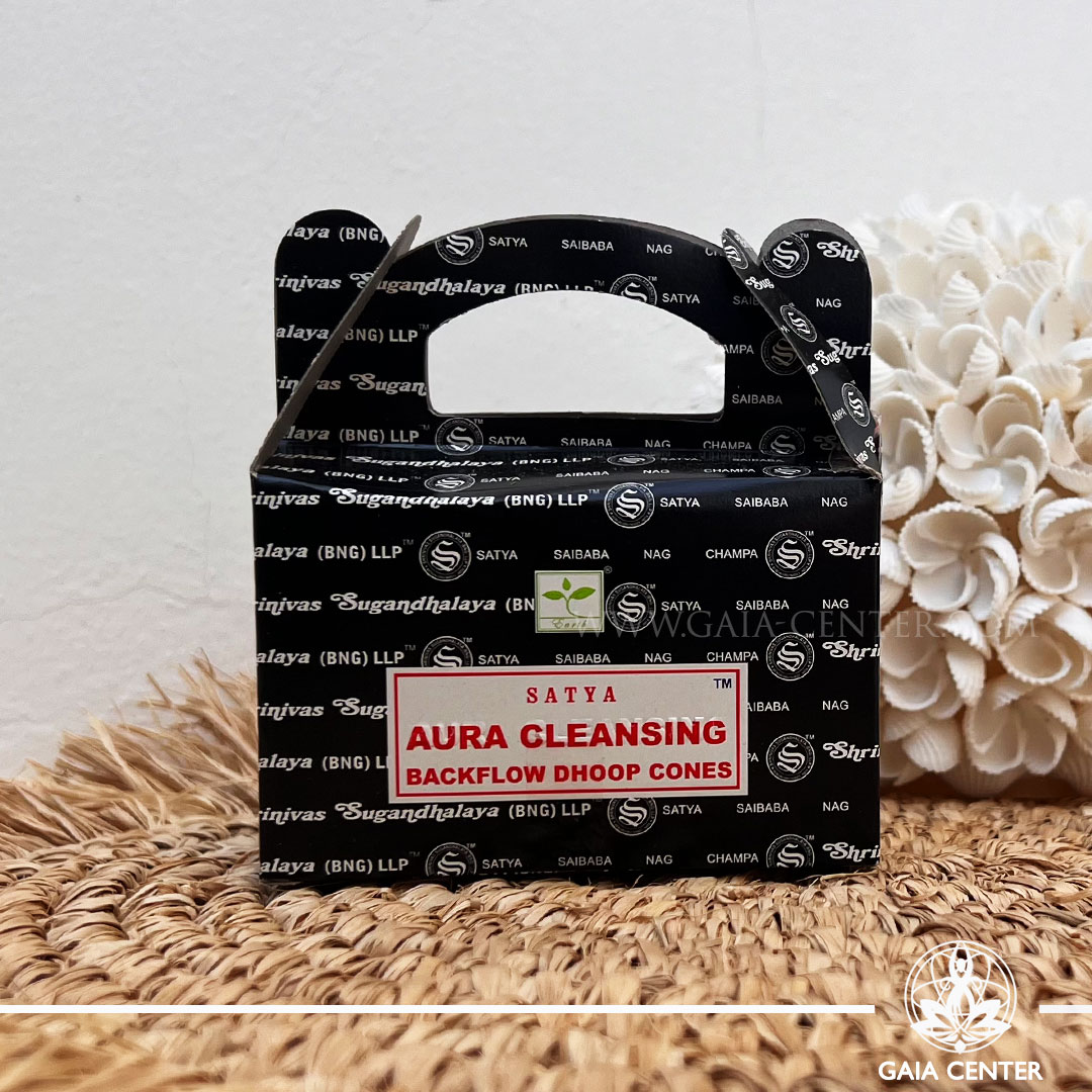 Backflow Dhoop Cones - Aura Cleansing by Satya available at Gaia Center Cyprus.