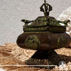 Brass Tibetan Cone & Incense Holder for burning different forms of incense – be it stick or cone available at GAIA CENTER esoteric Shop in CYPRUS. Selection of incense burners, aroma resins and smudge sticks for ceremonies and rituals at GAIA CENTER in Cyprus. Order online, Cyprus islandwide delivery: Limassol, Larnaca, Paphos, Nicosia. Europe and Worldwide shipping.
