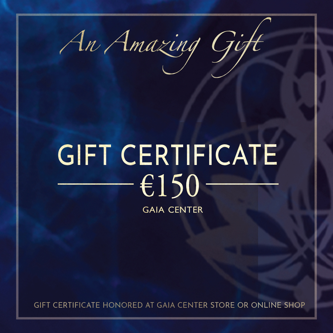 Gift Certificate 150 EUR value to purchase products and services by Gaia Center. Shop online or visit our store in Cyprus.