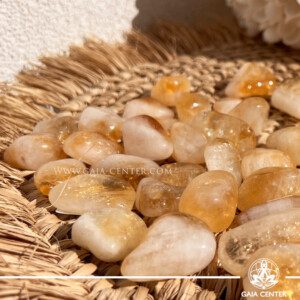 Shop Citrine Heat-Treated Polished Tumbled Stones at Gaia Center. Uplifting crystals for abundance, success & positive energy. Available online & in-person at our store Cyprus.