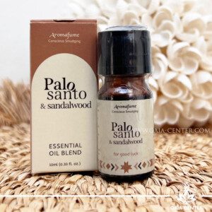 Palo Santo and Sandalwood essential oil blend bottle – grounding and calming aroma from Gaia Center Cyprus