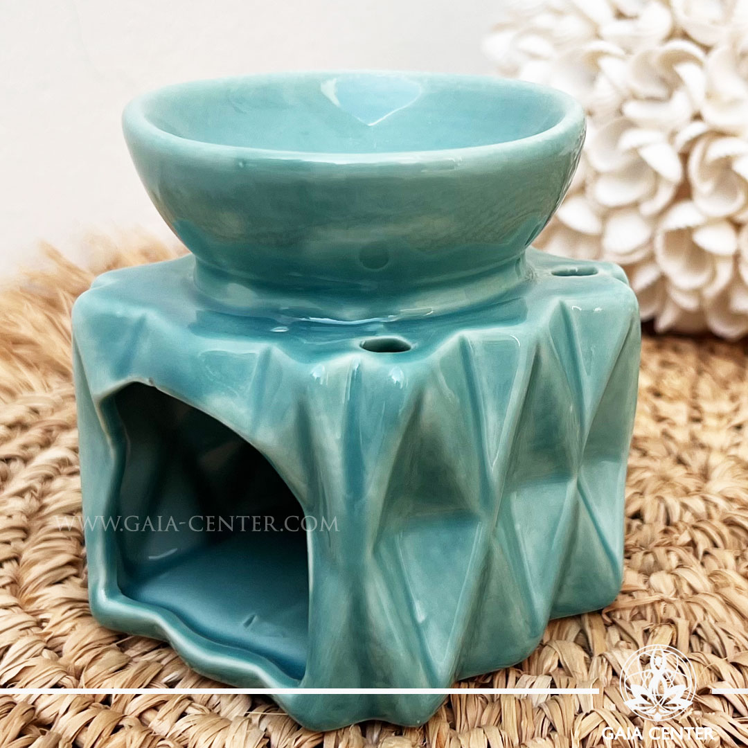Oil Burner for Aroma Essential Oils and Wax Melts - Geometry Blue | Gaia Center Cyprus