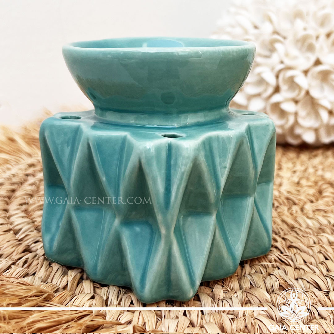 Oil Burner for Aroma Essential Oils and Wax Melts - Geometry Blue | Gaia Center Cyprus