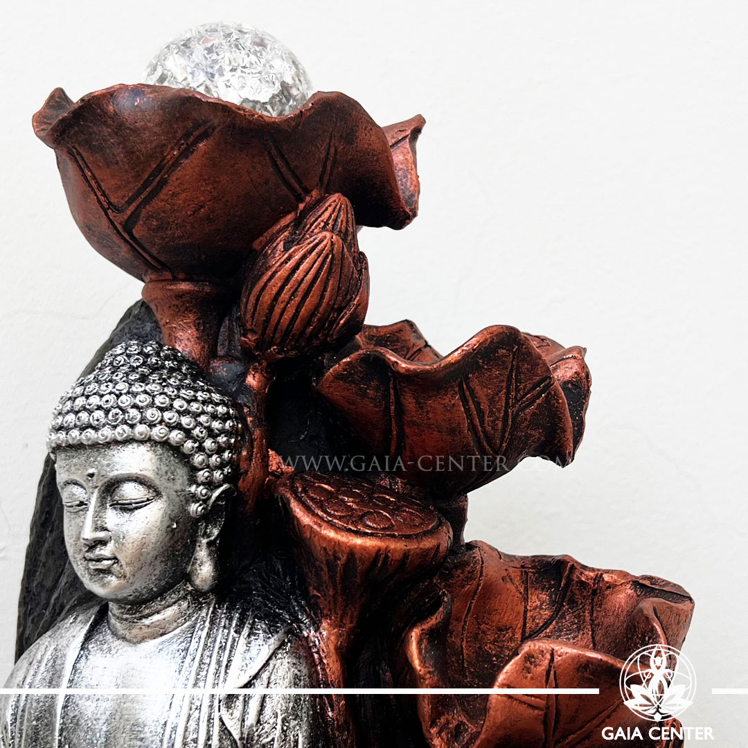 Water Indoor Fountain Silver Buddha & Sphere at Gaia Center Crystals Incense shop in Cyprus