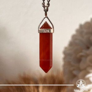Carnelian Crystal Pendant, available at our GAIA CENTER crystal shop in Cyprus and for convenient online orders.
