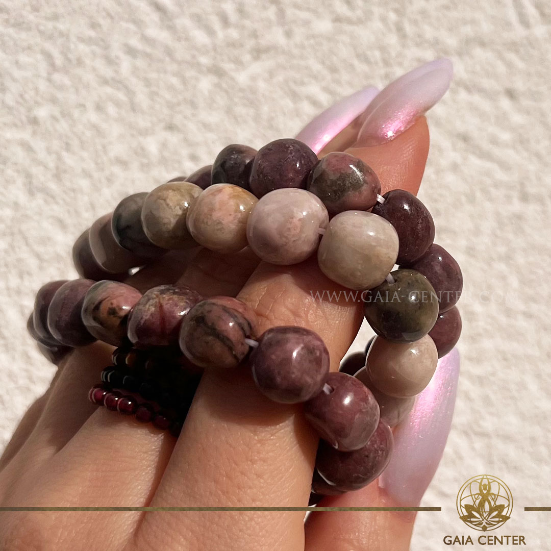 Rhodonite crystal stone for emotional healing from a GAIA CENTER crystal shop in Cyprus