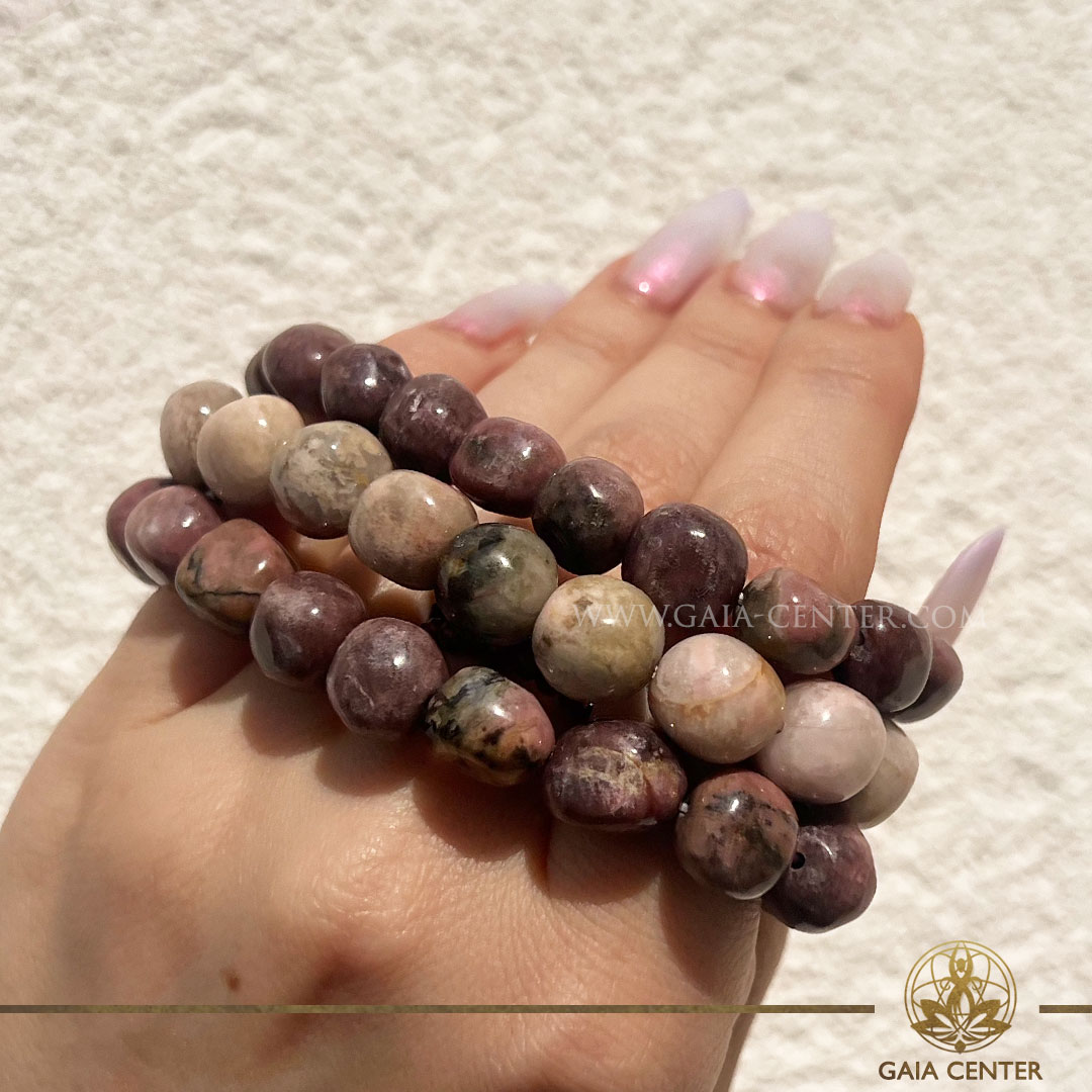 Rhodonite crystal stone for emotional healing from a GAIA CENTER crystal shop in Cyprus