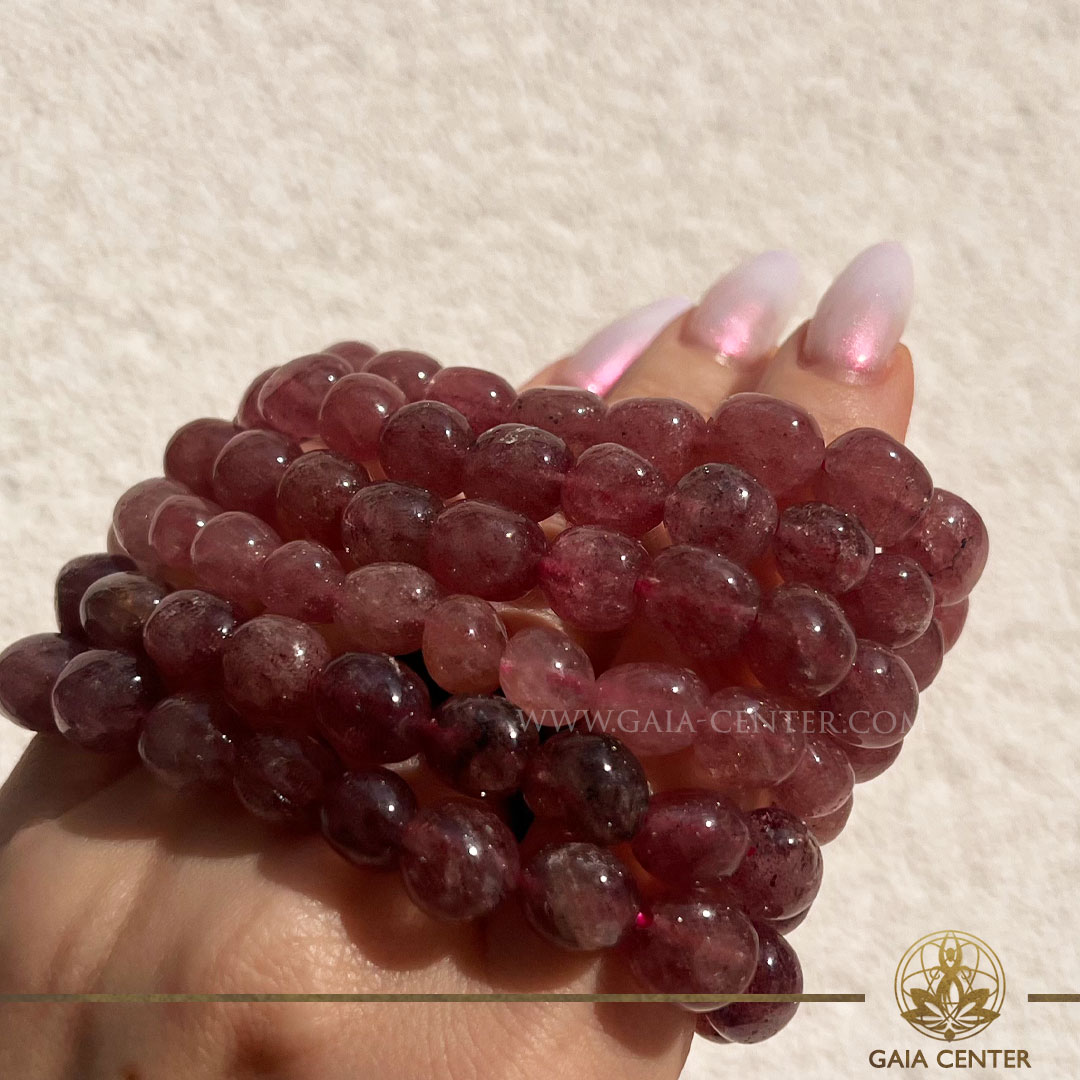 Strawberry Quartz crystal stone for love and positive energy from a crystal shop in Cyprus