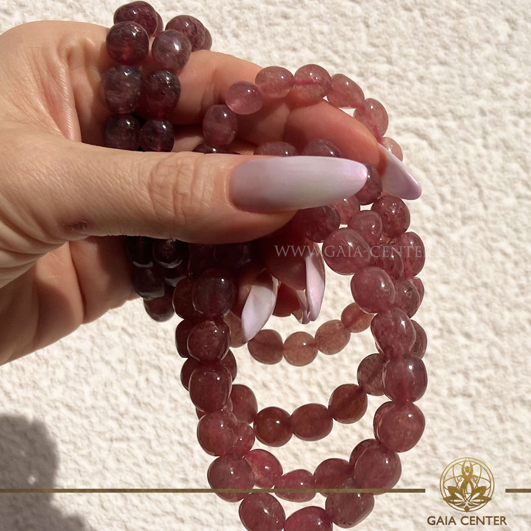 Strawberry Quartz crystal stone for love and positive energy from a crystal shop in Cyprus