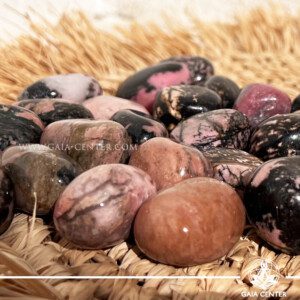 Rhodonite polished natural tumbled stones at GAIA CENTER Crystal shop in Cyprus.