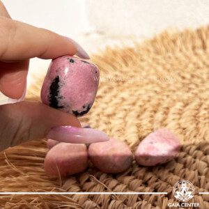Rhodonite polished natural tumbled stones at GAIA CENTER Crystal shop in Cyprus.