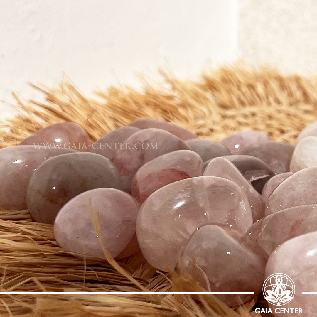 Strawberry Quartz polished natural tumbled stones at GAIA CENTER Crystal shop in Cyprus.
