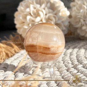 Amber Onyx sphere grounding crystal from crystal shop in Cyprus