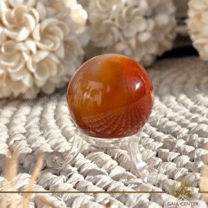 Carnelian sphere from Madagascar natural crystal from crystal shop in Cyprus