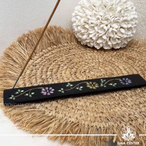 Incense Holder Soapstone - Floral. Holds aroma incense stick. Made from soapstone with carved artistic design. Incense burners selection at Gaia Center Crystal Incense Shop in Cyprus. Order online, Cyprus islandwide delivery