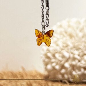 Baltic Amber Butterfly Pendant | Silver Bail | GAIA CENTER Crystal Shop in Cyprus