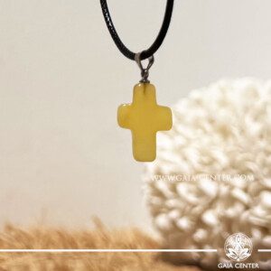 Butterscotch Amber Cross Pendant | Silver Bail | GAIA CENTER Crystal Shop in Cyprus
