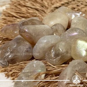 Citrine Quartz Aura Tumbled stone from Brazil Available at Gaia Center, with islandwide delivery across Cyprus.