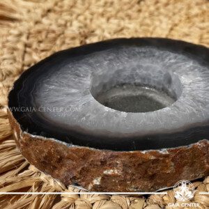 Natural Agate Slab - Crystal T-light Holder from Brazil at GAIA CENTER Crystal Shop in Cyprus. Crystal lamps and candle holders selection available in-store at Gaia Center Crystal shop in Cyprus. Order online