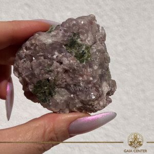 Lepidolite & Tourmaline Natural Rough Cluster | Brazil calming healing stone for anxiety, available in Cyprus. GAIA CENTER Crystal shop in Cyprus