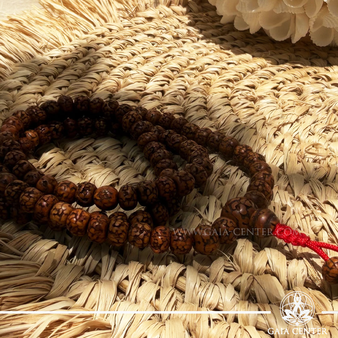 Rudraksha Mala 108 polished beads with string. Crystal and Gemstone Jewellery Selection at Gaia Center Crystal Shop in Cyprus. Order online