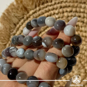 Botswana Agate Crystal Bracelet made with genuine natural gemstone beads, available online at Gaia Center Crystal Shop Cyprus. Authentic Botswana Agate bracelet for emotional balance, comfort, grounding, inner strength, protection and spiritual wellbeing with Cyprus-wide delivery.