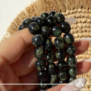 Kambaba Jasper Crystal Bracelet made with genuine natural gemstone beads featuring unique green patterns, available online at Gaia Center Crystal Shop Cyprus. Authentic Kambaba Jasper bracelet for grounding, emotional balance, heart chakra healing, inner peace and spiritual wellbeing with Cyprus-wide delivery.